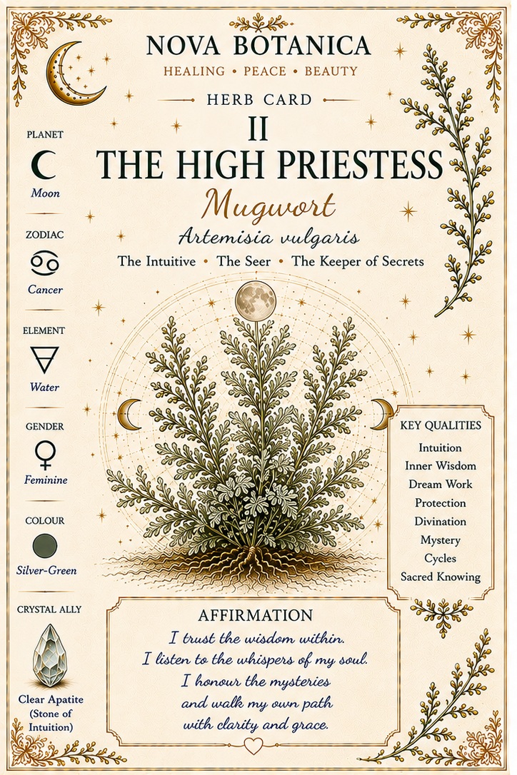 The High Priestess Mugwort Nova Botanica tarot card