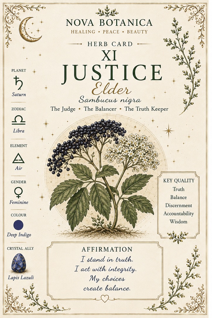 Justice Elder Nova Botanica tarot card