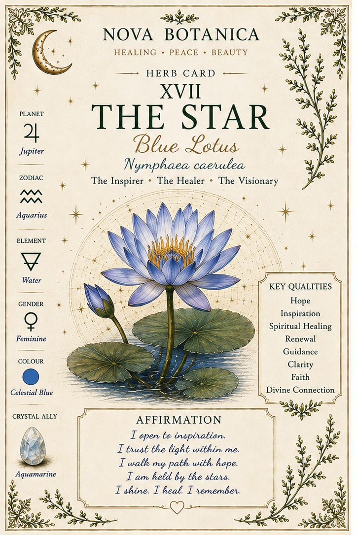 The Star Blue Lotus Nova Botanica tarot card