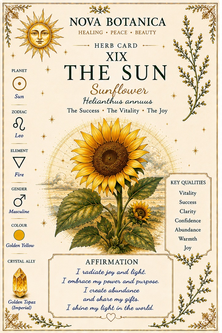 The Sun Sunflower Nova Botanica tarot card