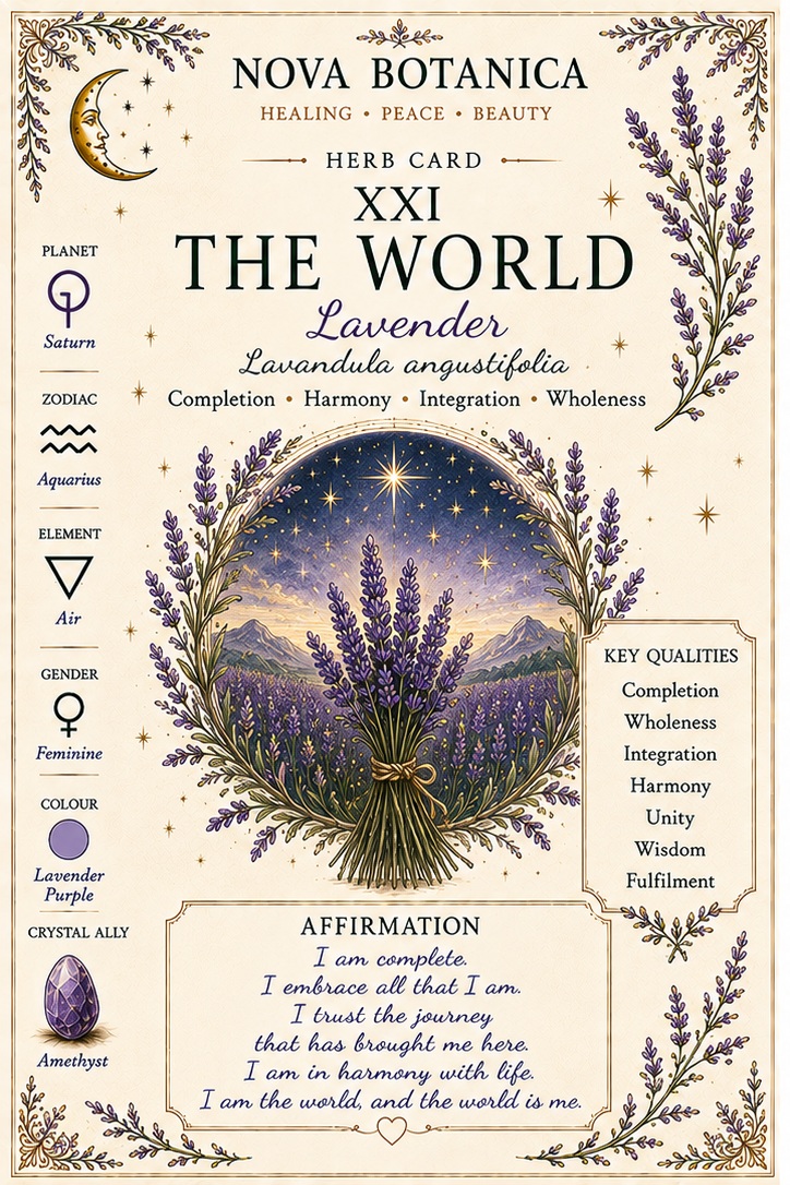 The World Lavender Nova Botanica tarot card
